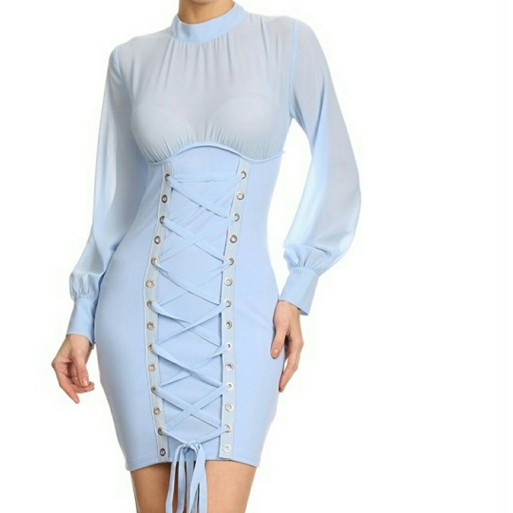 Lace up sheer dress